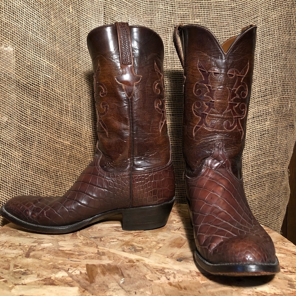 Lucchese Mens Boots-Caiman Belly and Calf Leather